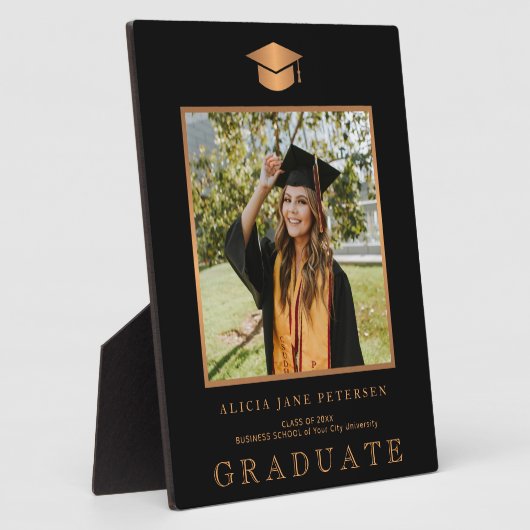 黒エレガント金ゴールド大学院写真卒業 フォトプラーク (側面)