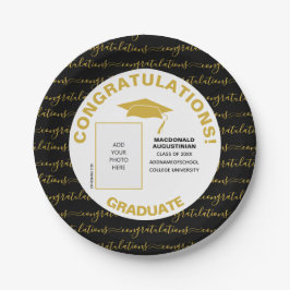 黒エレガント金ゴールド大学院写真紙プレート ペーパープレート