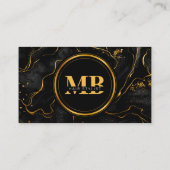 黒エレガント金ゴールド大理石イニシャルヘアQRコード 名刺 (裏面)