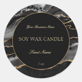 黒エレガント金ゴールド大理石キャンドル製品ラベル ラウンドシール