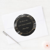 黒エレガント金ゴールド大理石キャンドル製品ラベル ラウンドシール (封筒)