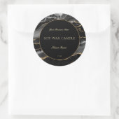 黒エレガント金ゴールド大理石キャンドル製品ラベル ラウンドシール (バッグ)