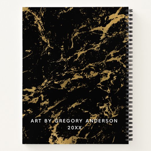 黒エレガント金ゴールド大理石スケッチブックノートブック ノートブック (裏面)