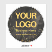 黒エレガント金ゴールド大理石ビジネスロゴラウンド シール (シート)