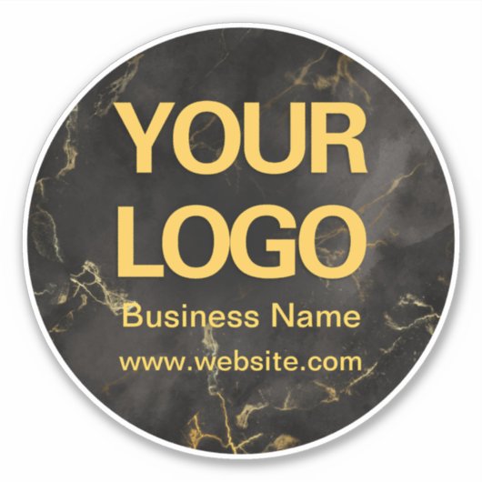 黒エレガント金ゴールド大理石ビジネスロゴラウンド シール (正面)