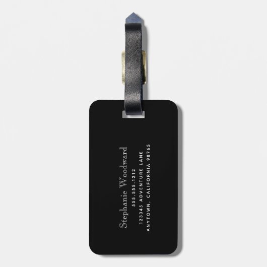 黒エレガント金ゴールド大理石モノグラム垂直 ラゲッジタグ (裏面縦)