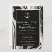 黒エレガント金ゴールド大理石法科卒業 招待状 (正面)