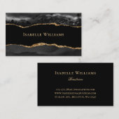 黒エレガント金ゴールド大理石瑪瑙 名刺 (正面/裏面)