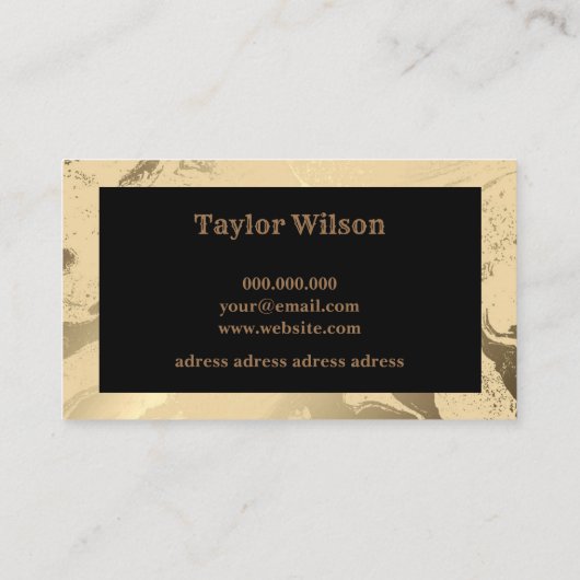 黒エレガント金ゴールド大理石美容師 名刺 (裏面)