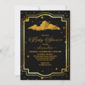 黒エレガント金ゴールド天の赤ちゃんシャワー 招待状 (正面)