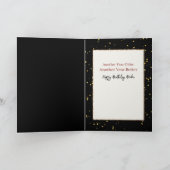 黒エレガント金ゴールド女性漫画ワイン誕生日 カード (内部)