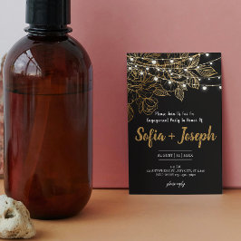 黒エレガント金ゴールド婚約パーティ招待状 招待状