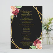 黒エレガント金ゴールド幾何フローラ結婚 プログラム (スタンド正面)