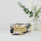 黒エレガント金ゴールド幾何大理石ブラシストローク 名刺 (スタンド正面)