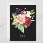 黒エレガント金ゴールド幾何学的フローラクインセアニラ 招待状 (裏面)