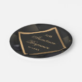 黒エレガント金ゴールド幾何学的50th誕生日パーティー ペーパープレート (アングル)