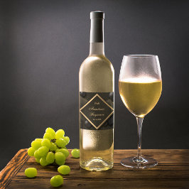 黒エレガント金ゴールド幾何学誕生日パーティー ワインラベル