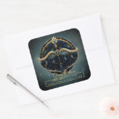 黒エレガント金ゴールド弓矢サンサイン射手座 スクエアシール (封筒)