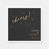 黒エレガント金ゴールド応援結婚お祝い スタンダードカクテルナプキン (正面)