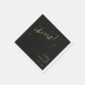 黒エレガント金ゴールド応援結婚お祝い スタンダードカクテルナプキン (角)