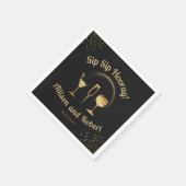 黒エレガント金ゴールド応援結婚のリハーサル スタンダードカクテルナプキン (角)