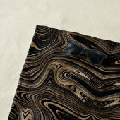 黒エレガント金ゴールド抽象芸術旋回モノグラム ビーチタオル (インサイチュ)