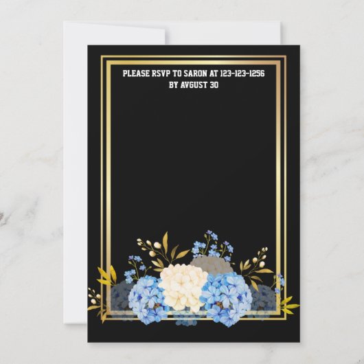 黒エレガント金ゴールド招待状驚き 招待状 (裏面)