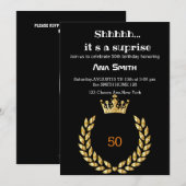 黒エレガント金ゴールド招待状驚き 招待状 (正面/裏面)