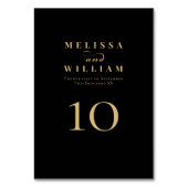 黒エレガント金ゴールド新郎新婦結婚ズ テーブルナンバー (裏面)