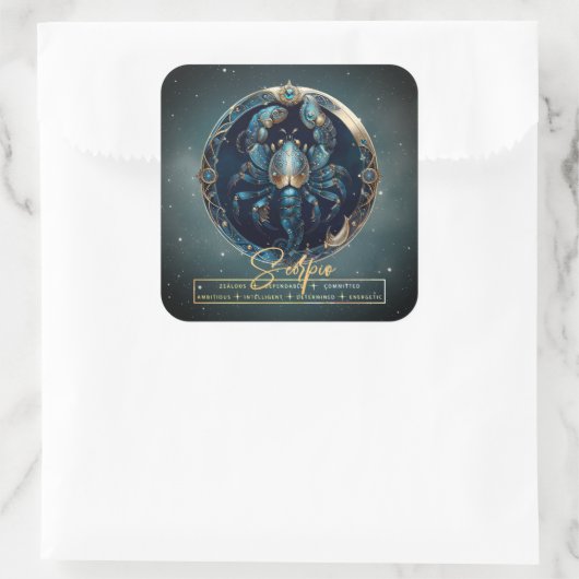 黒エレガント金ゴールド星占い星印蠍座 スクエアシール (バッグ)