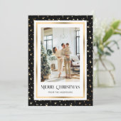 黒エレガント金ゴールド星空の写真メリークリスマス シーズンカード (スタンド正面)