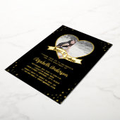 黒エレガント金ゴールド星空16誕生日写真 箔招待状 (回転した状態)