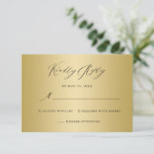 黒エレガント金ゴールド書結婚の 出欠カード (スタンド正面)