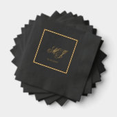 黒エレガント金ゴールド書結婚文字 箔ナプキン (インサイチュ (積み重ね))