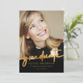 黒エレガント金ゴールド書道の卒業 案内状 (スタンド正面)