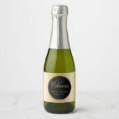 黒エレガント金ゴールド書道応援結婚ズ スパークリングワインラベル (正面)