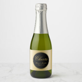 黒エレガント金ゴールド書道応援結婚ズ スパークリングワインラベル