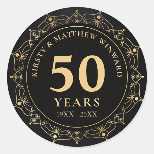 黒エレガント金ゴールド曼荼羅50周年記念 ラウンドシール (正面)