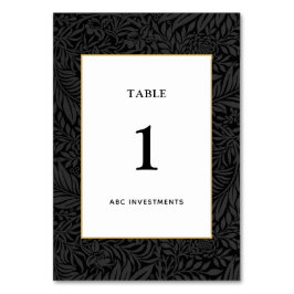 黒エレガント金ゴールド植物学 テーブルナンバー