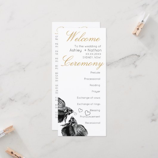 黒エレガント金ゴールド水彩結婚魚 (正面/裏面インサイチュ)