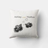 黒エレガント金ゴールド水彩結婚魚 クッション (裏面)