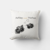 黒エレガント金ゴールド水彩結婚魚 クッション (正面)