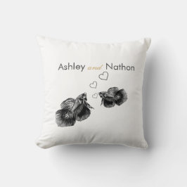 黒エレガント金ゴールド水彩結婚魚 クッション