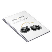 黒エレガント金ゴールド水彩結婚魚 ノートブック (右側)