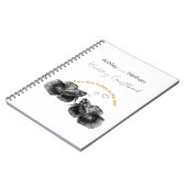 黒エレガント金ゴールド水彩結婚魚 ノートブック (左側)