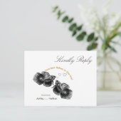 黒エレガント金ゴールド水彩結婚魚 ポストカード (スタンド正面)