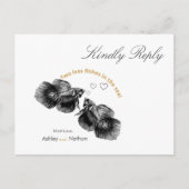 黒エレガント金ゴールド水彩結婚魚 ポストカード (正面)