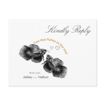 黒エレガント金ゴールド水彩結婚魚