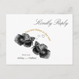 黒エレガント金ゴールド水彩結婚魚 ポストカード