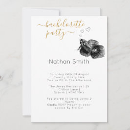 黒エレガント金ゴールド水彩結婚魚 招待状